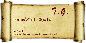 Tormási Gyula névjegykártya