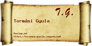 Tormási Gyula névjegykártya